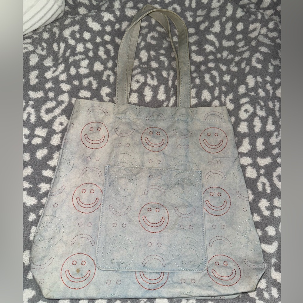 Urban outfitters denim embroidered tote bag
